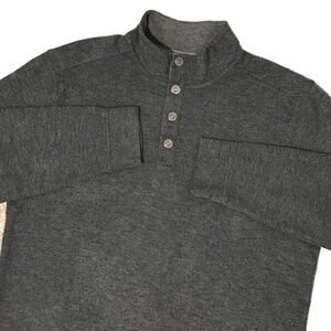 Tommy‎ Bahama Mens XL Dark Grey Ribbed Quarter Snap Mock Neck Henley Pullover